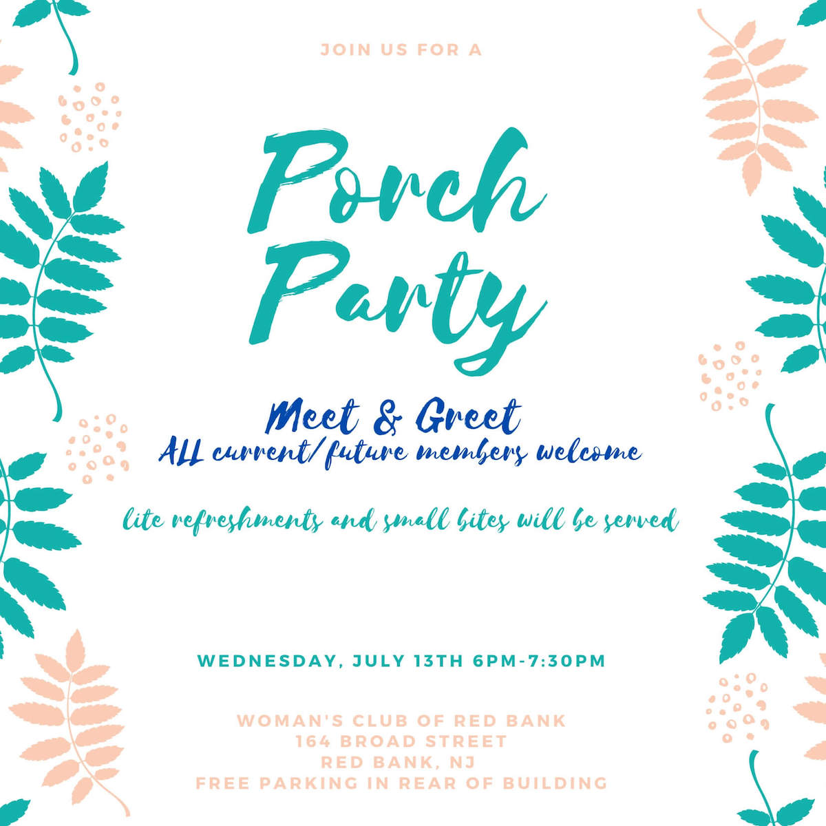 Porch Party Woman's Club Red Bank