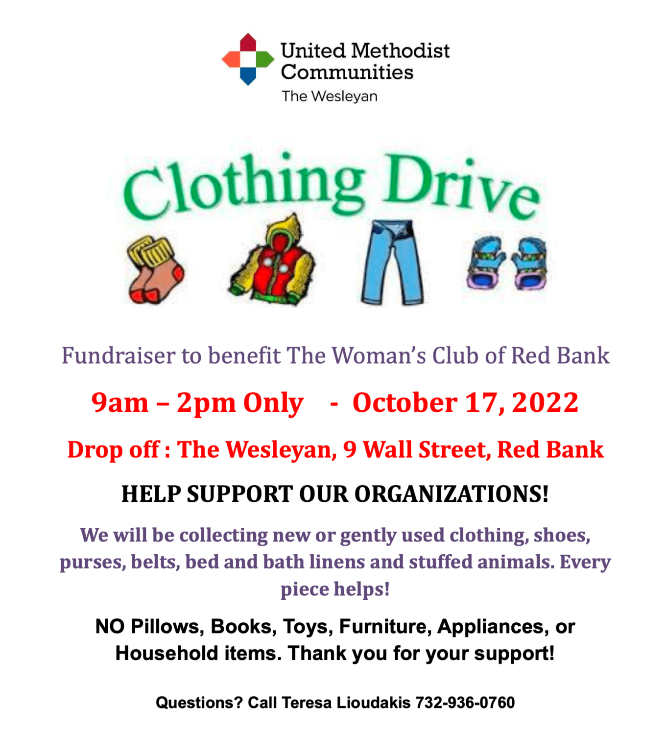 Clothing Drive Fundraiser Womans Club of Red Bank