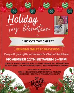 Holiday toy donation Nicky's toy chest